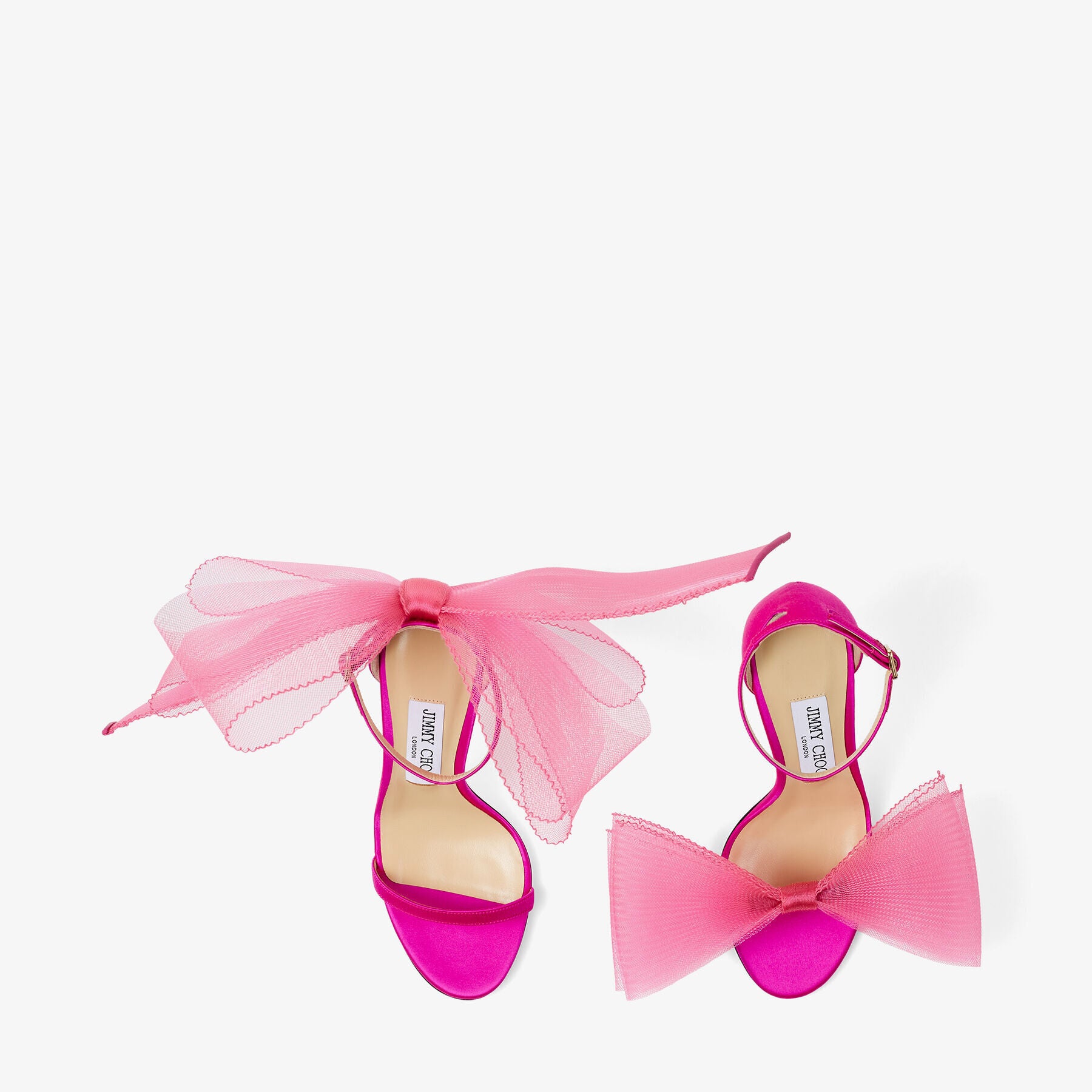 Sandales Aveline à nœuds oversize 100 en résille - Fuchsia & Fuchsia