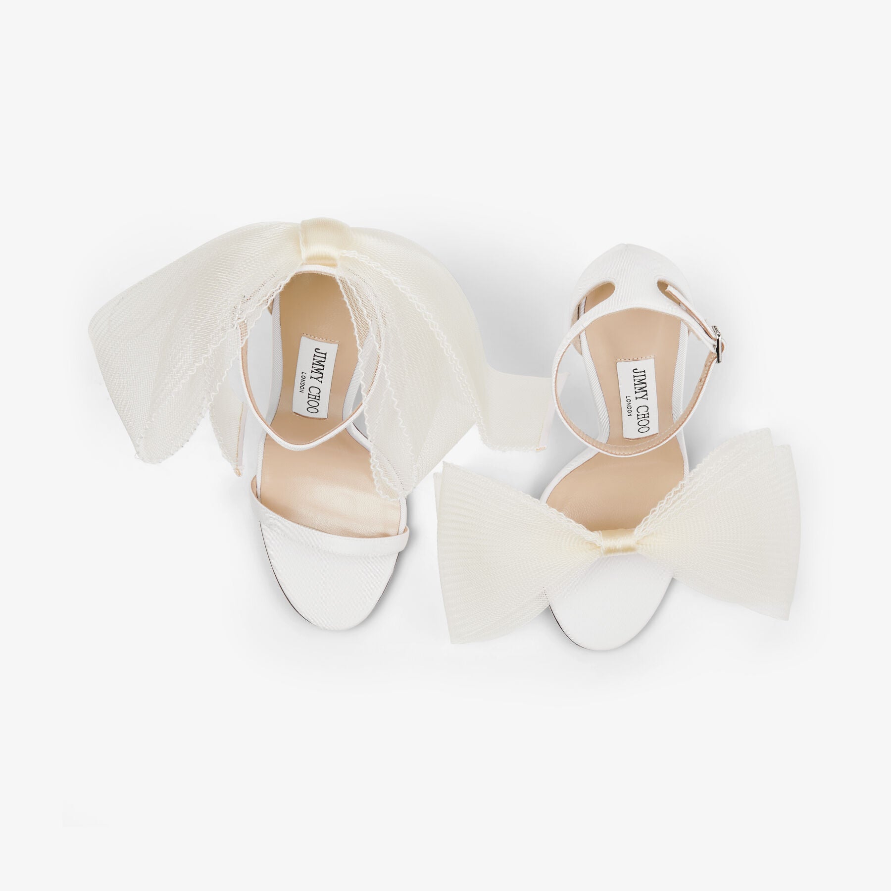 Sandales Aveline 100 en gros-grain et maille - Latte