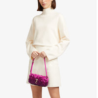Mini sac Avenue en satin à fleurs - Black