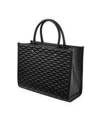 Avenue tote bag in leather with 3D printed pattern - Black & Antique Silver