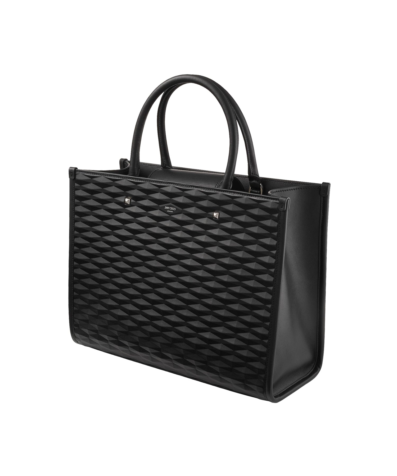 Avenue tote bag in leather with 3D printed pattern - Black & Antique Silver