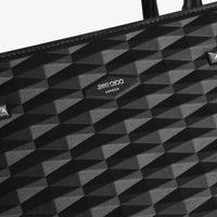 Avenue tote bag in leather with 3D printed pattern - Black & Antique Silver