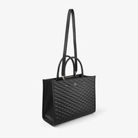 Avenue tote bag in leather with 3D printed pattern - Black & Antique Silver