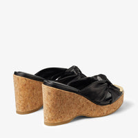 Mules compensées Avenue 11 en cuir - Noir