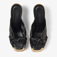 Mules compensées Avenue 11 en cuir - Noir