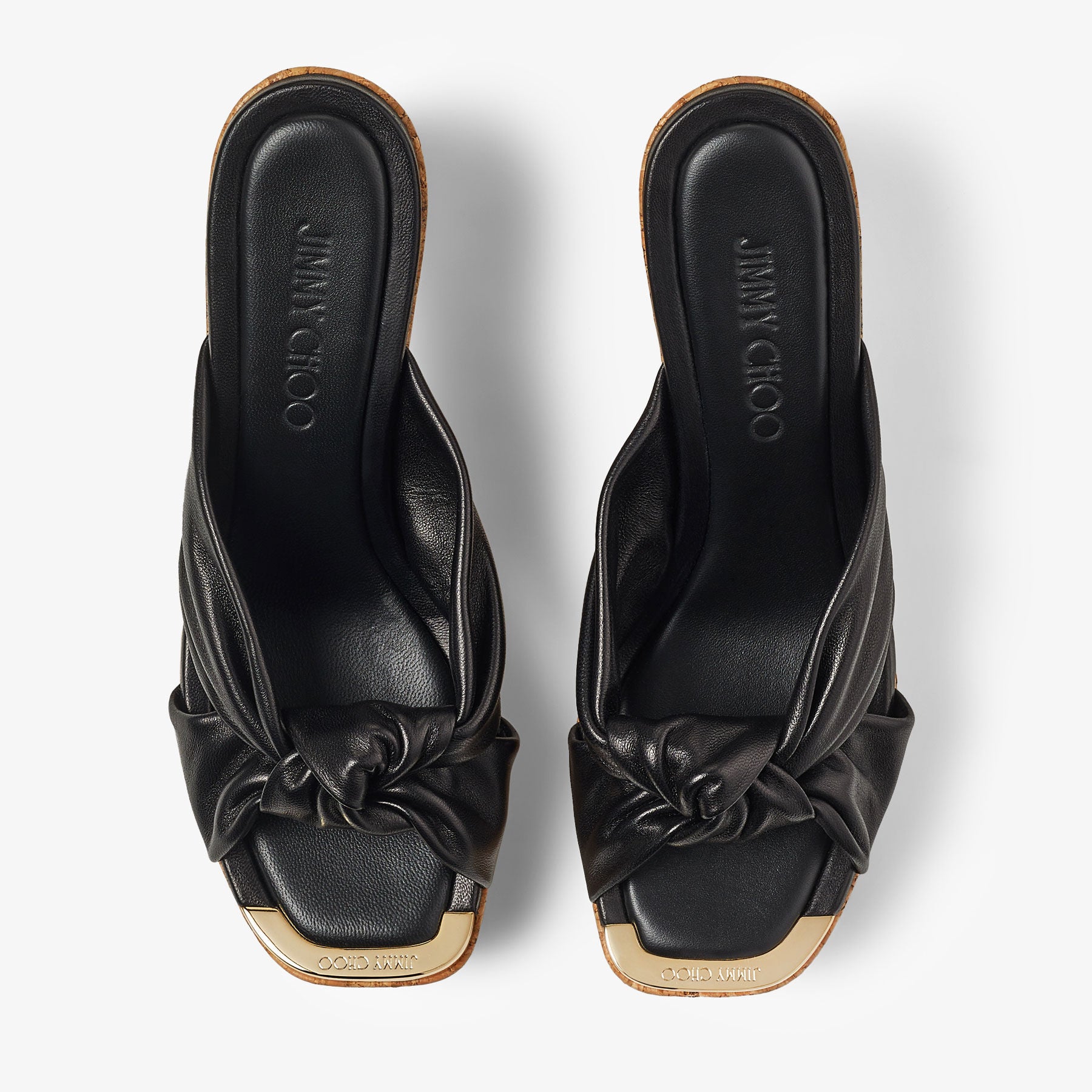 Mules compensées Avenue 11 en cuir - Noir