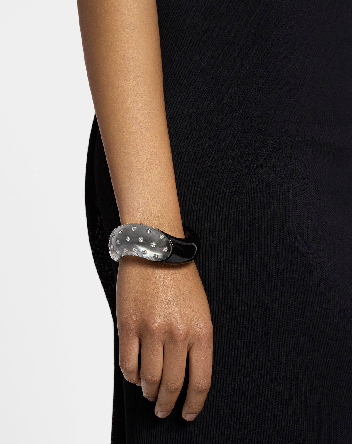 Bracelet rigide fargo strass - Noir & transparent
