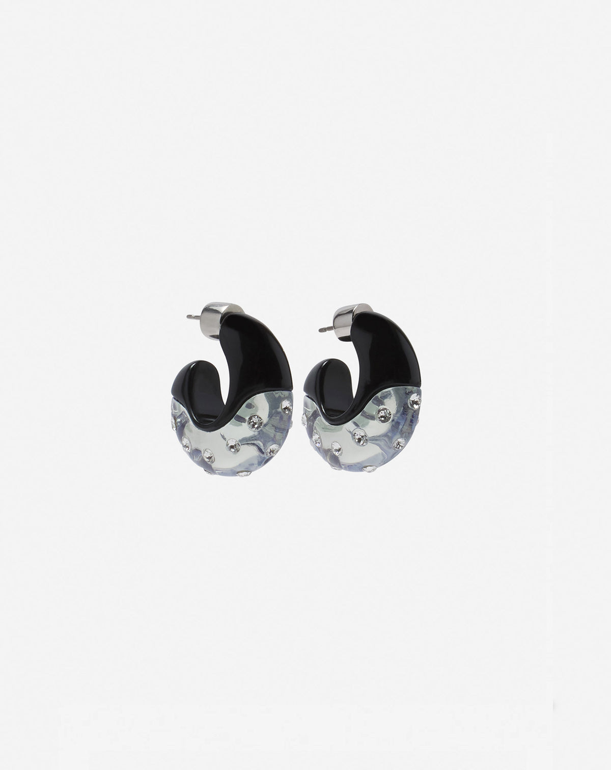 Boucles d'oreilles creoles fargo - Noir & transparent