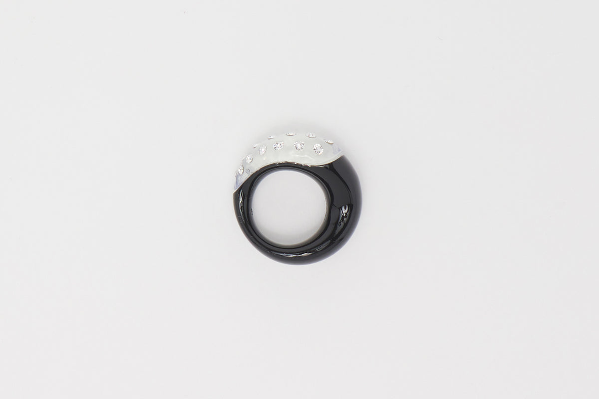 Bague fargo strass - Noir & transparent