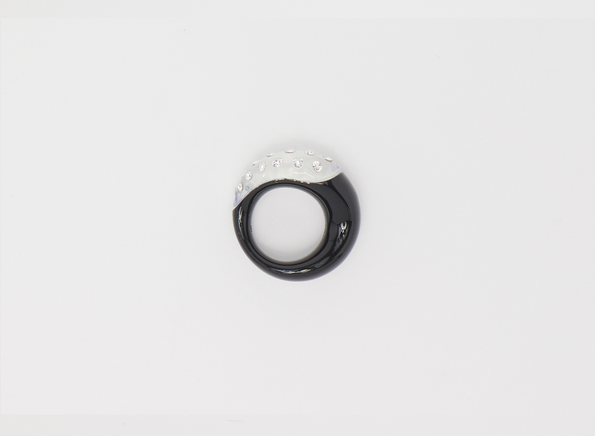 Bague fargo strass - Noir & transparent
