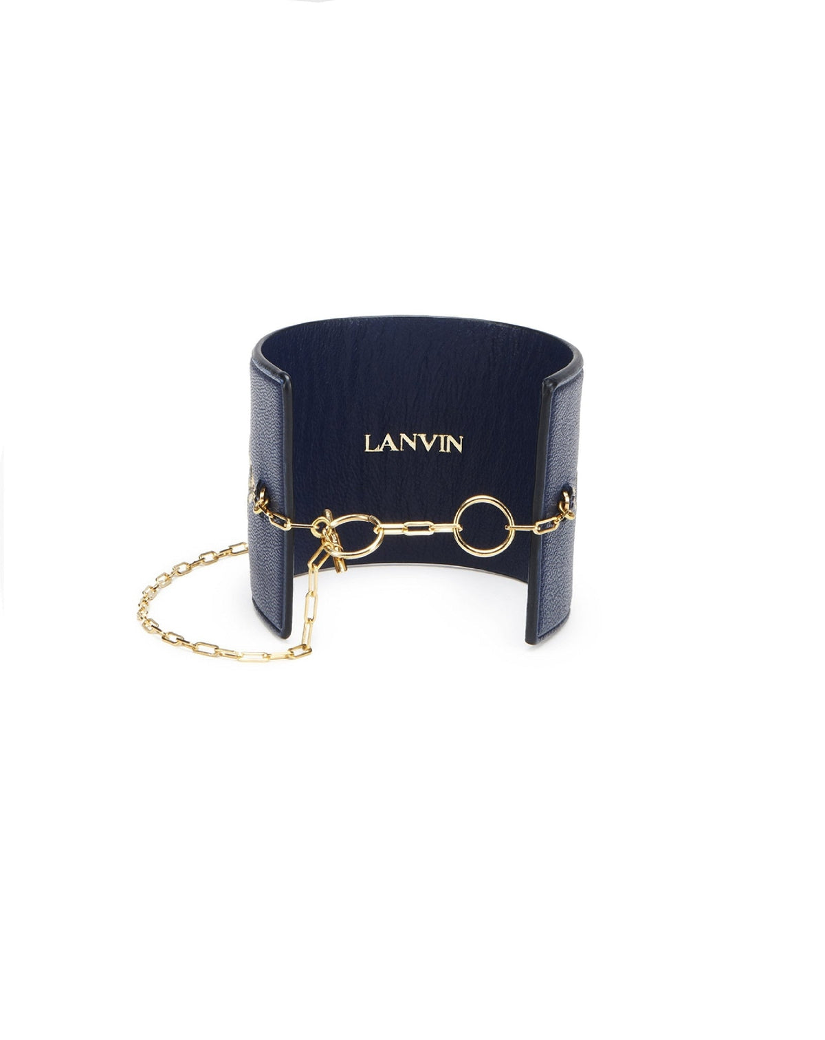 Bracelet large en cuir - Bleu marine