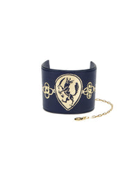 Bracelet large en cuir - Bleu marine