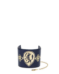 Bracelet large en cuir - Bleu marine