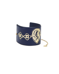 Bracelet large en cuir - Bleu marine