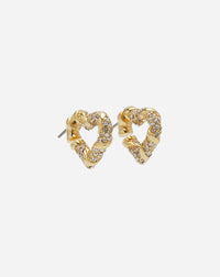 Boucles d'oreilles melodie coeur - Or & cristal
