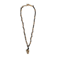 Pendentif melodie strass cuir - Or & cristal