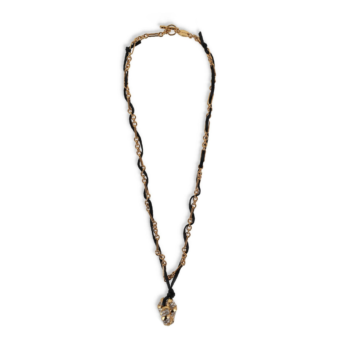Pendentif melodie strass cuir - Or & cristal