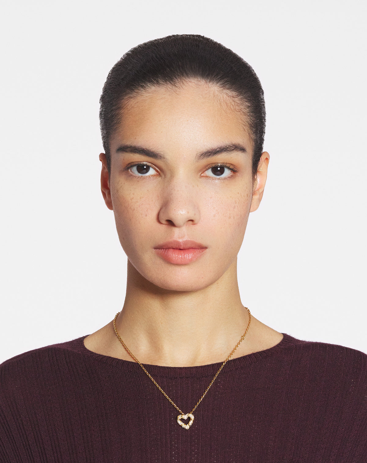 Collier melodie coeur - Or & cristal