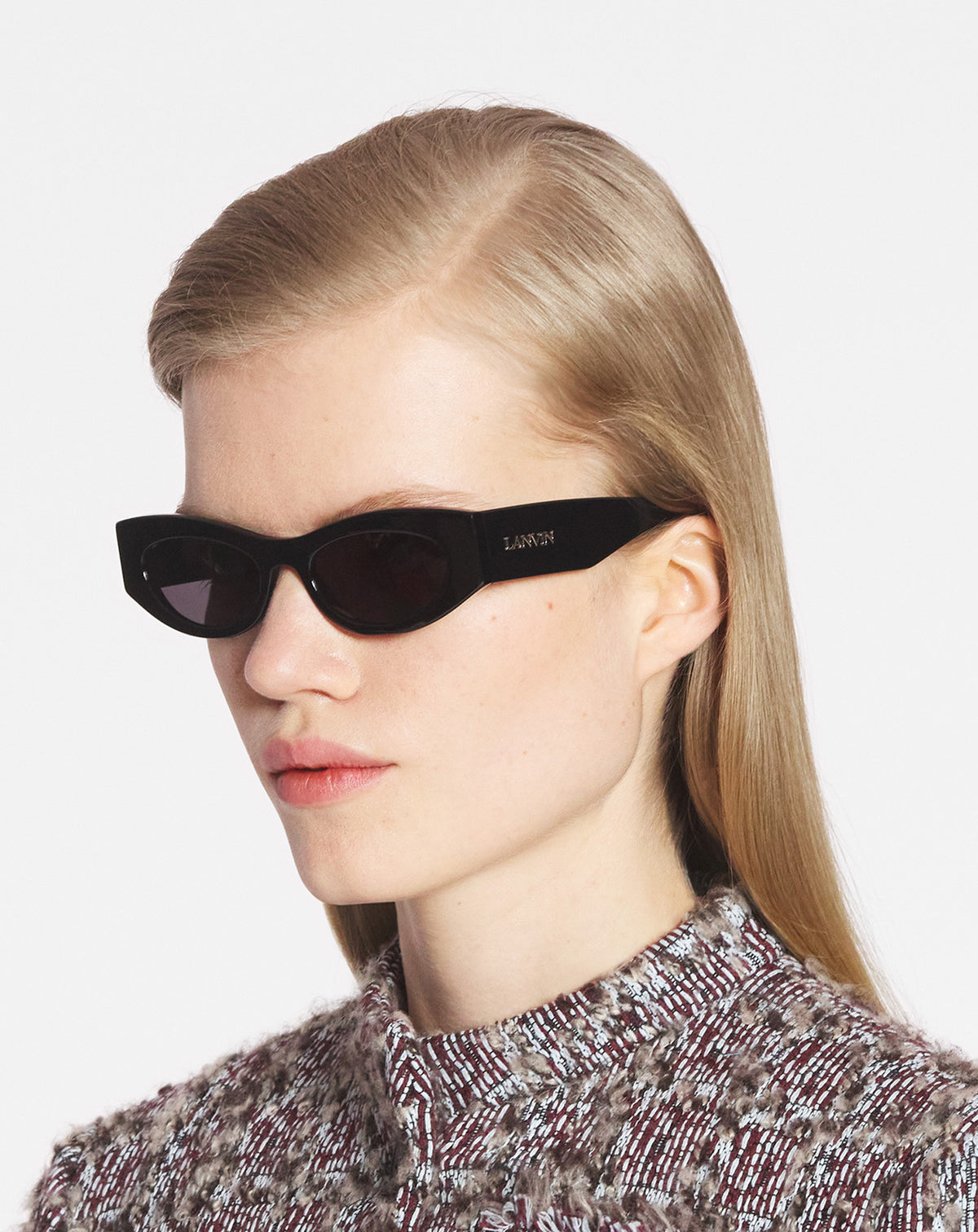 Lunettes cateye logo allongees - Noir