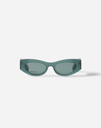 Lunettes cateye logo allongees - Jade fonce