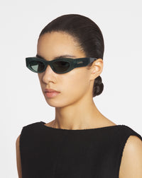 Lunettes cateye logo allongees - Jade fonce