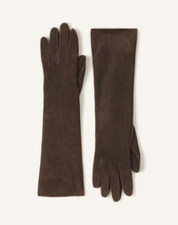 Gants suede long slim femme - Mocca