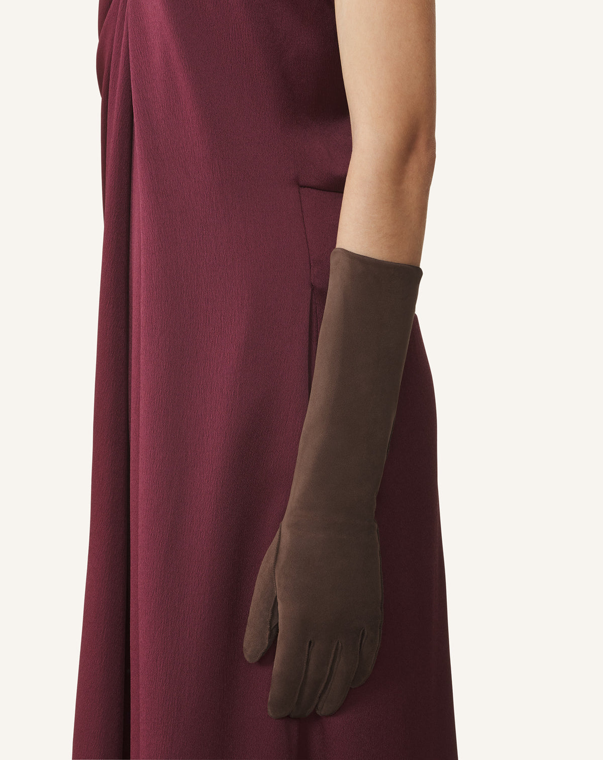 Gants suede long slim femme - Mocca