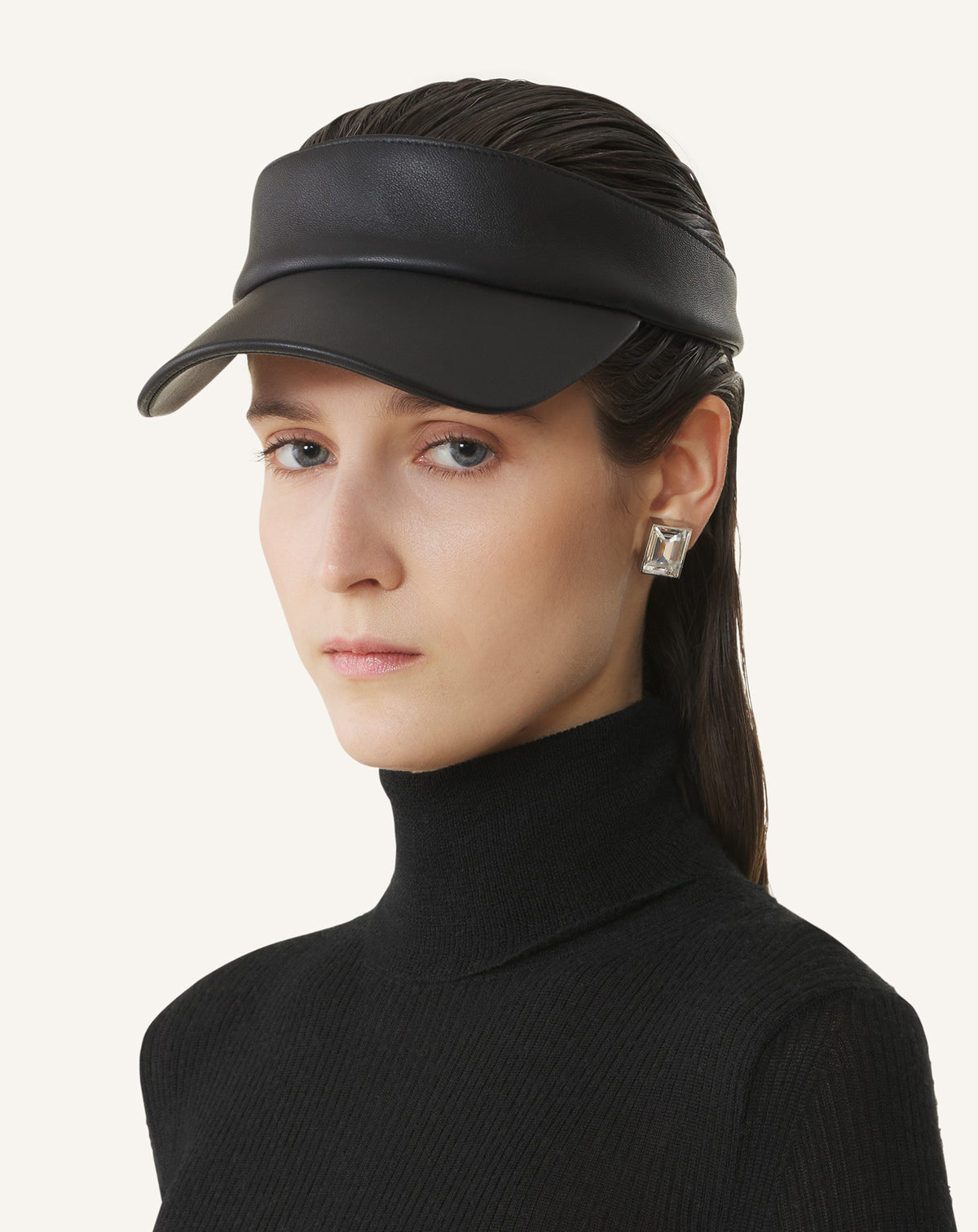 Visière en cuir - Noir