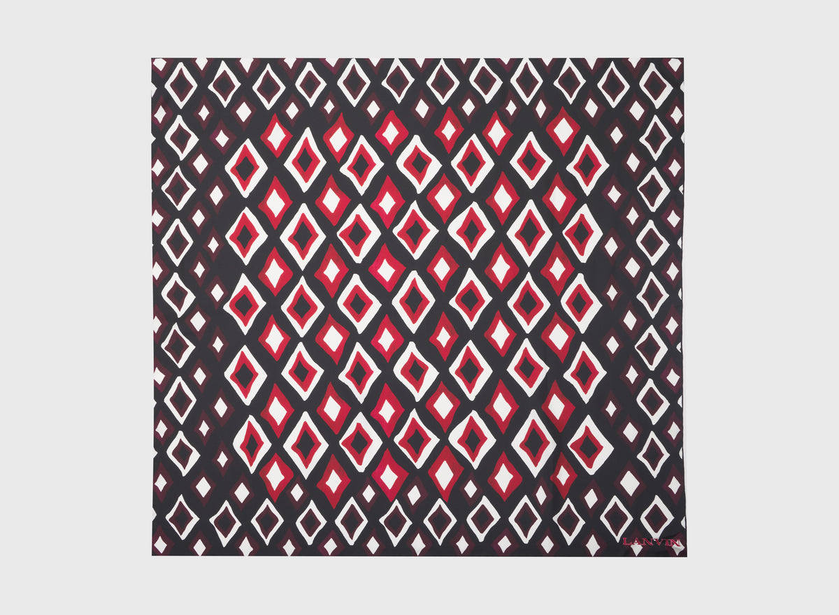 Foulard losange soie 90x90 - Bordeaux
