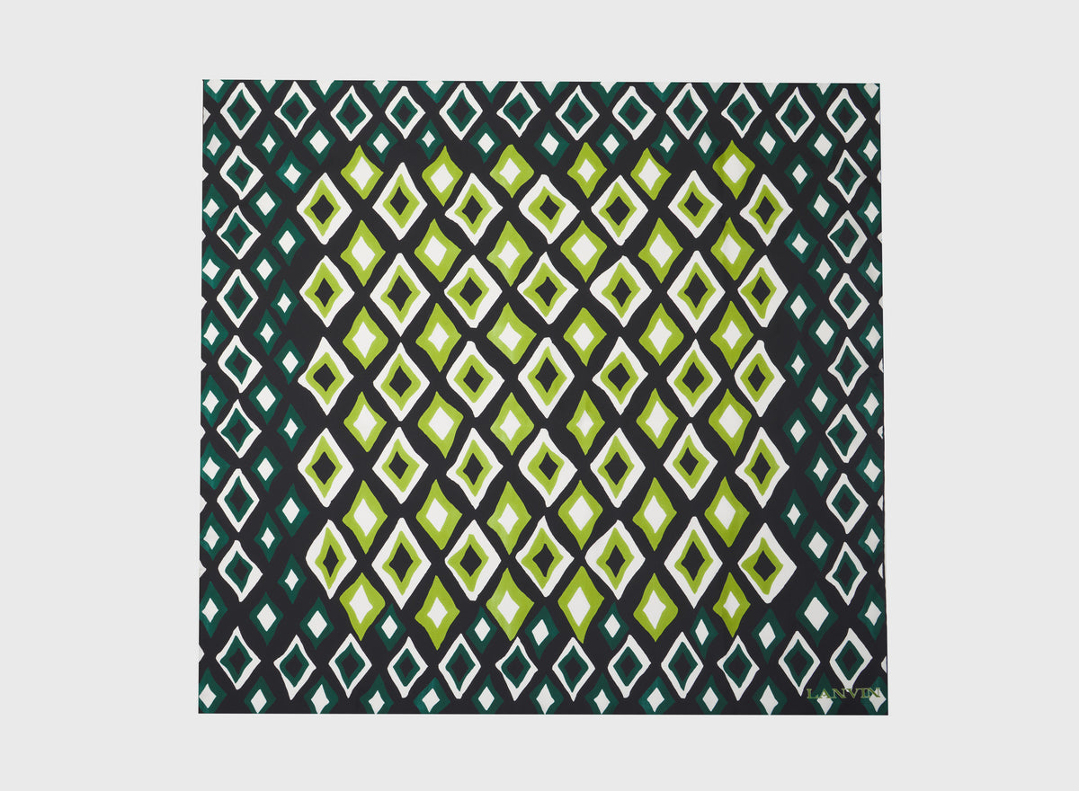 Foulard losange soie 90x90 - Vert