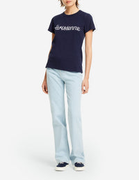 T-shirt à col rond avec inscription - Navy