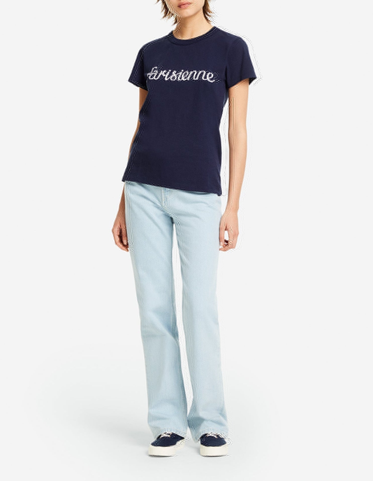 T-shirt à col rond avec inscription - Navy
