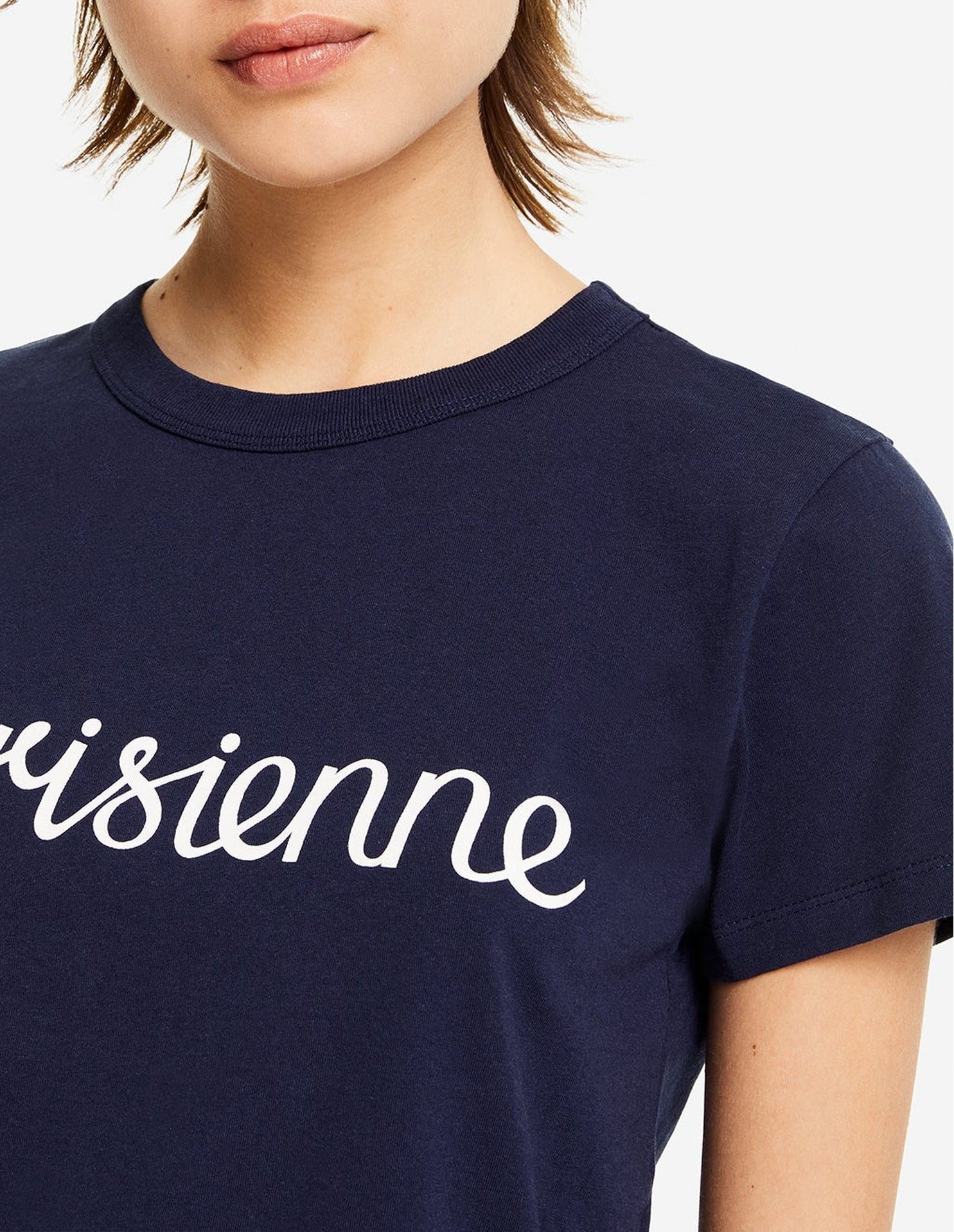 T-shirt à col rond avec inscription - Navy