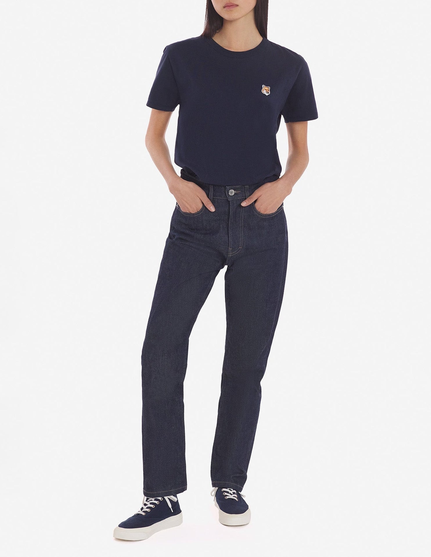 T-shirt à col rond avec écusson - Navy