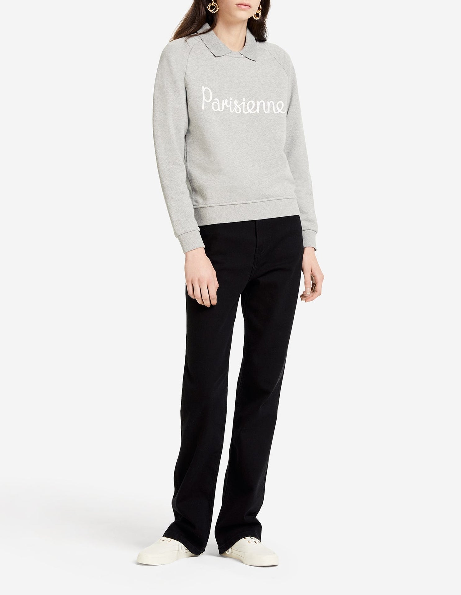 Sweat à col rond et manches longues raglan - Grey melange