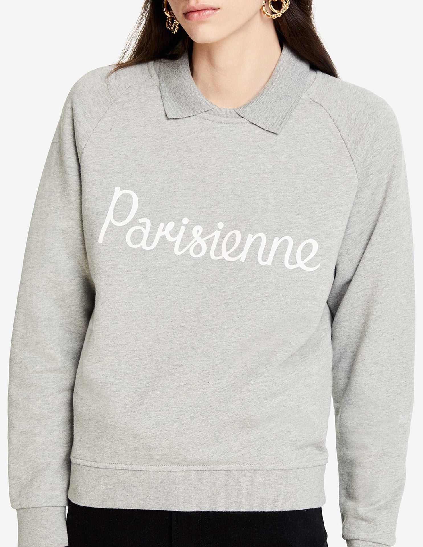 Sweat à col rond et manches longues raglan - Grey melange