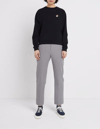Sweatshirt à col rond ajusté avec écusson - Black