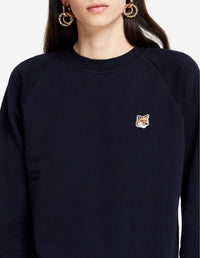 Sweatshirt à col rond ajusté avec écusson - Navy