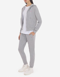 Sweat à capuche zippé avec écusson - Grey Melange