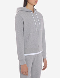 Sweat à capuche zippé avec écusson - Grey Melange
