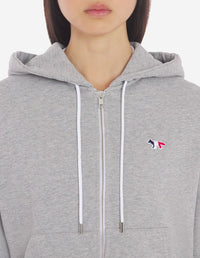 Sweat à capuche zippé avec écusson - Grey Melange