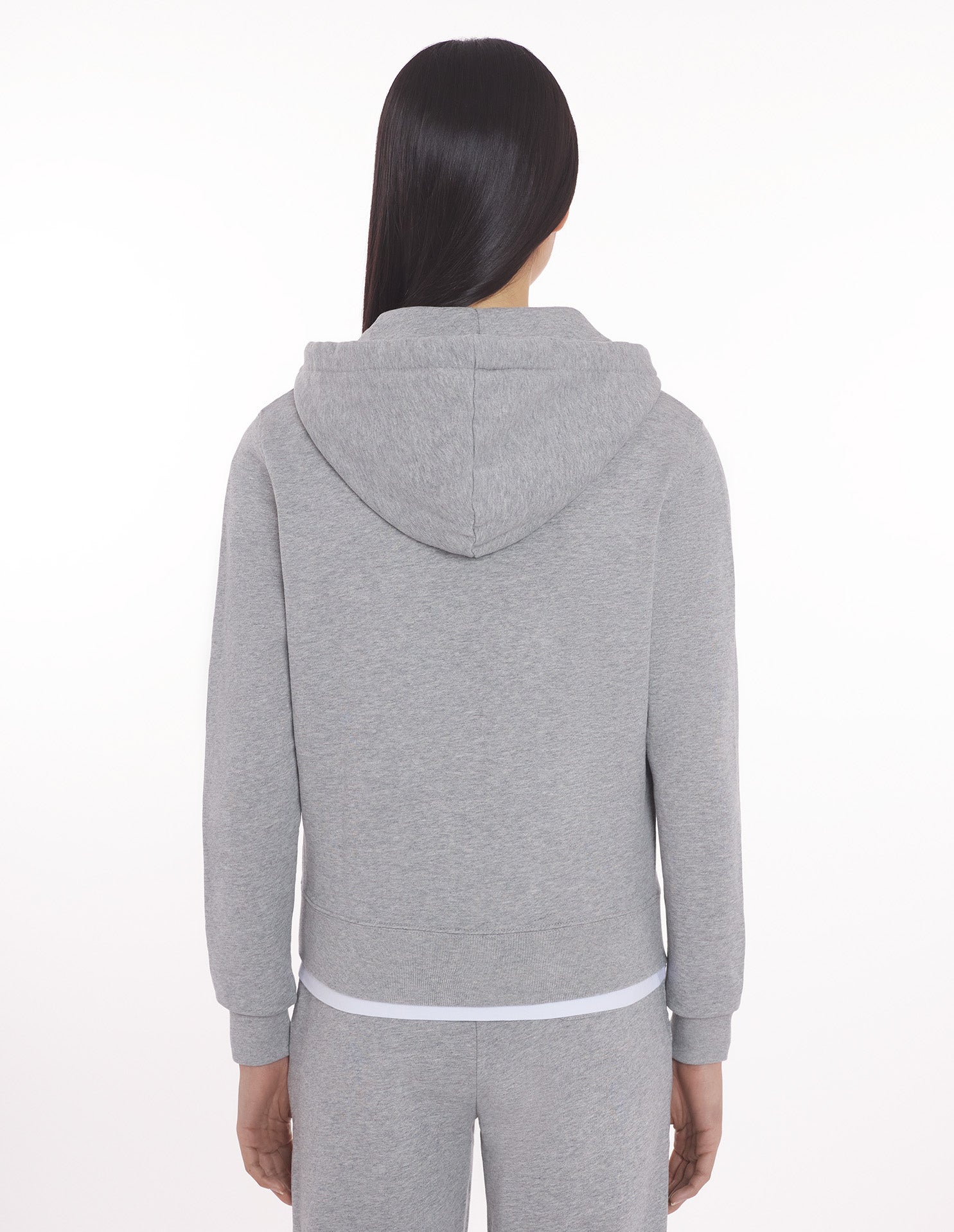 Sweat à capuche zippé avec écusson - Grey Melange