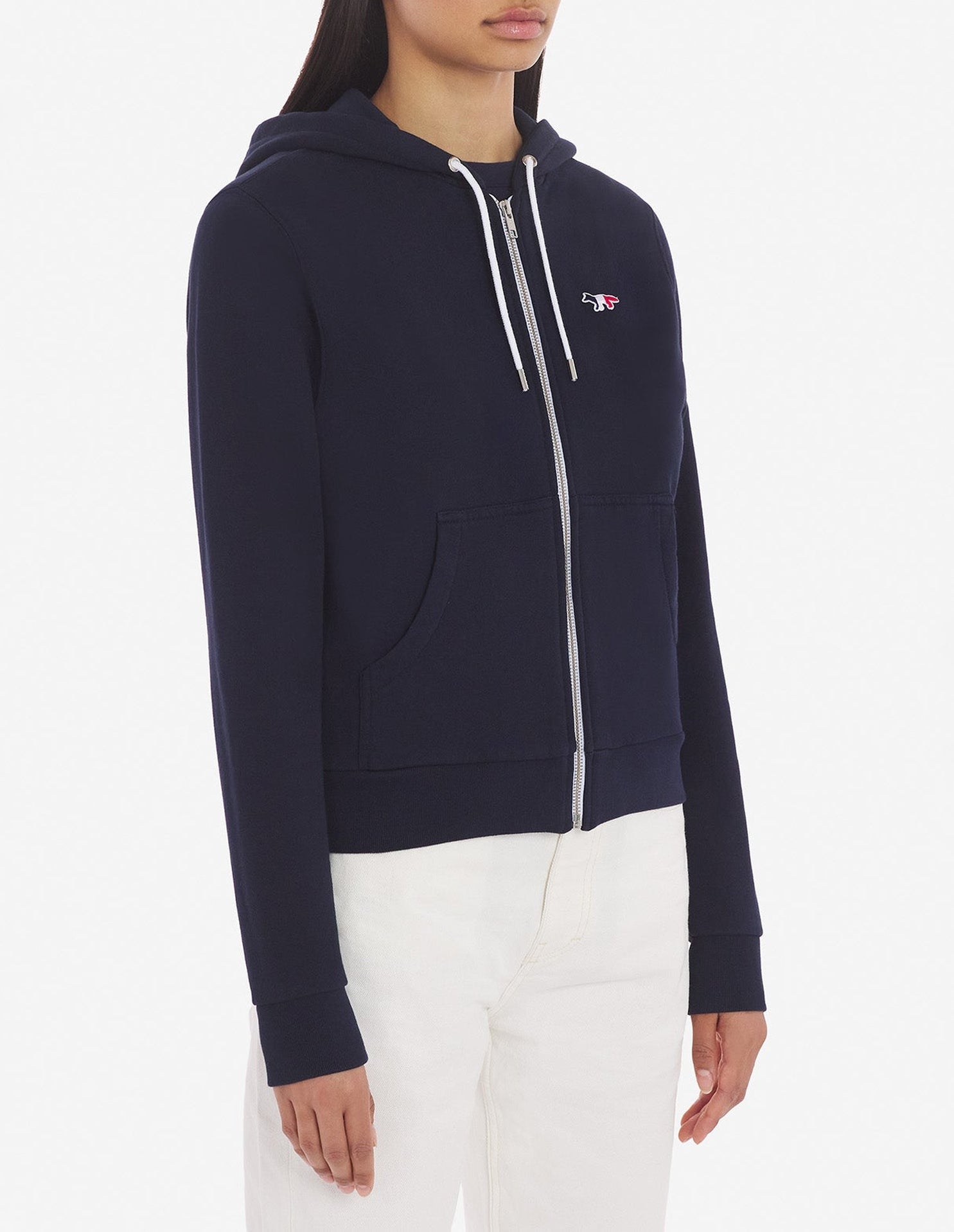 Sweat à capuche zippé avec écusson - Navy