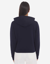 Sweat à capuche zippé avec écusson - Navy