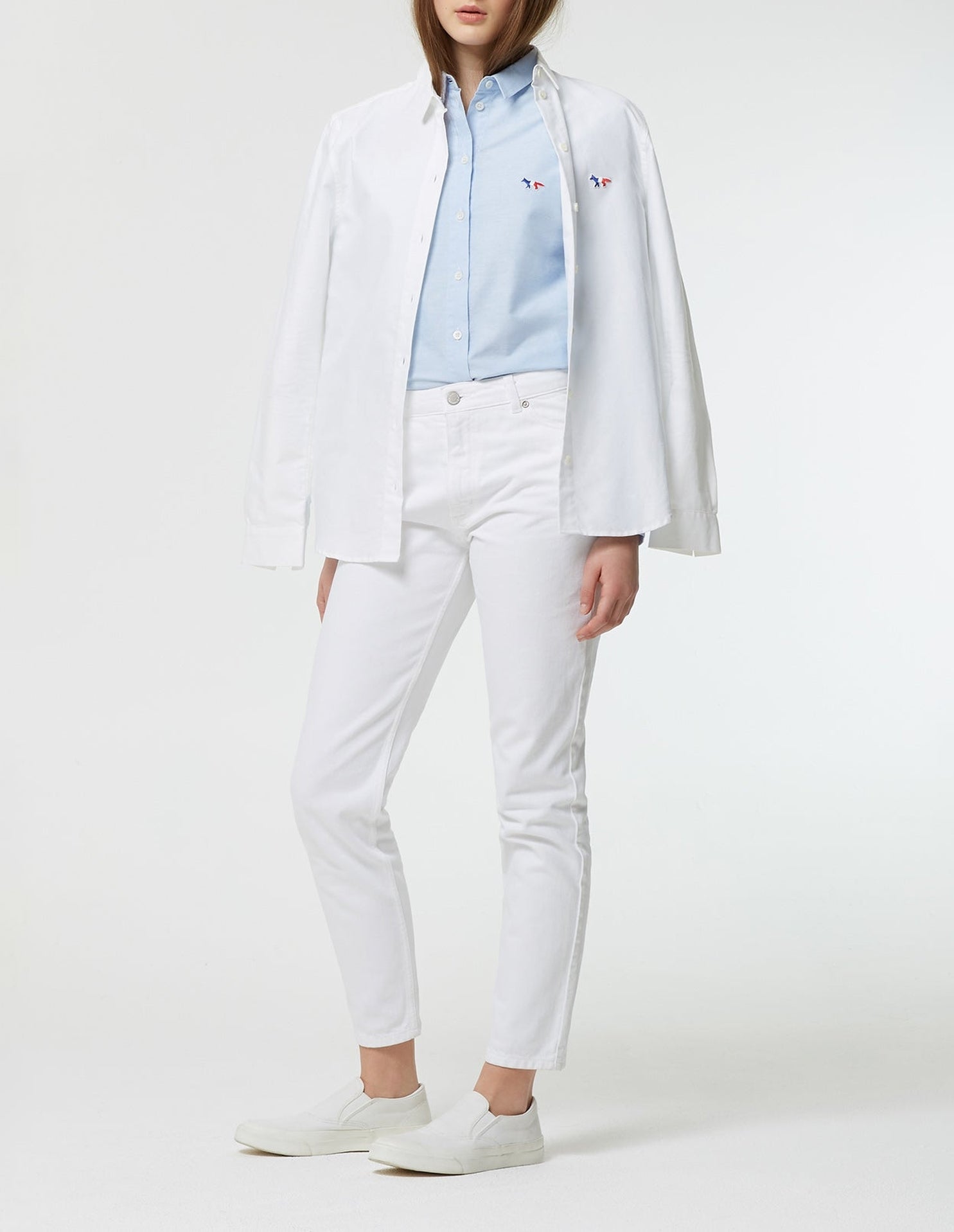 Chemise ajustée à col italien et manches longues - Light Blue