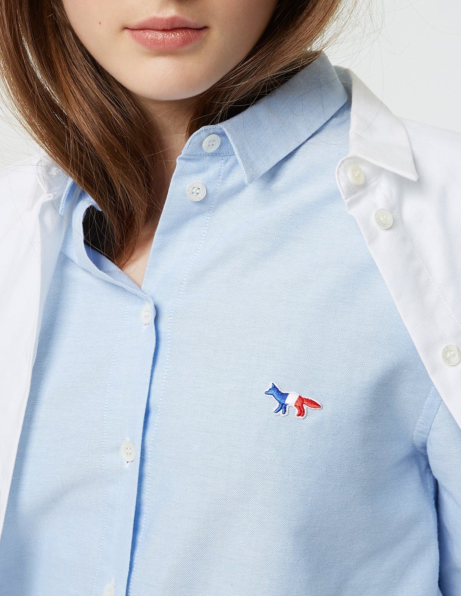 Chemise ajustée à col italien et manches longues - Light Blue