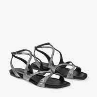 Sandales Ayla plates en satin à cristaux - Black & Smoke