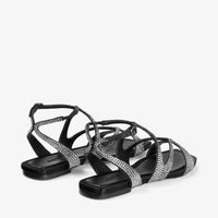Sandales Ayla plates en satin à cristaux - Black & Smoke