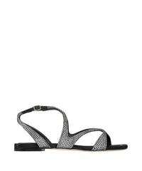 Sandales Ayla plates en satin à cristaux - Black & Smoke