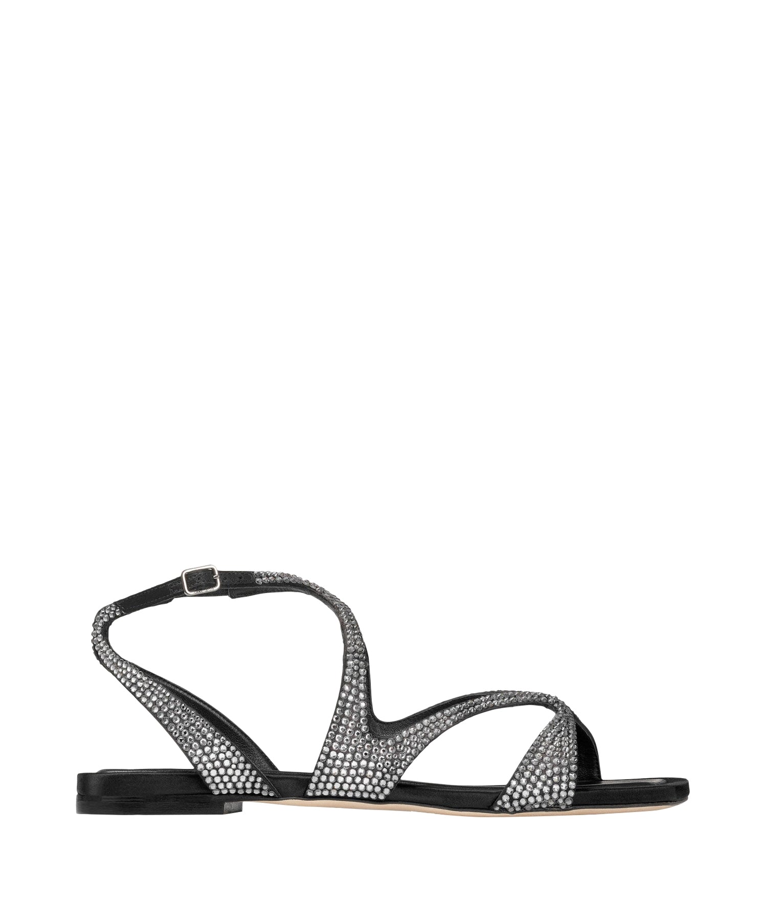 Sandales Ayla plates en satin à cristaux - Black & Smoke